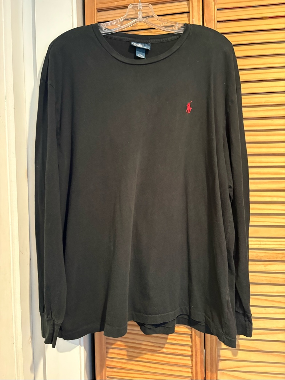 Polo Ralph Lauren Long Sleeve T-Shirt Black Red Pony Crew Neck Men Large Cotton